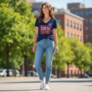 MONTREAL EXPOS Classic women's blue t-shirt  size large